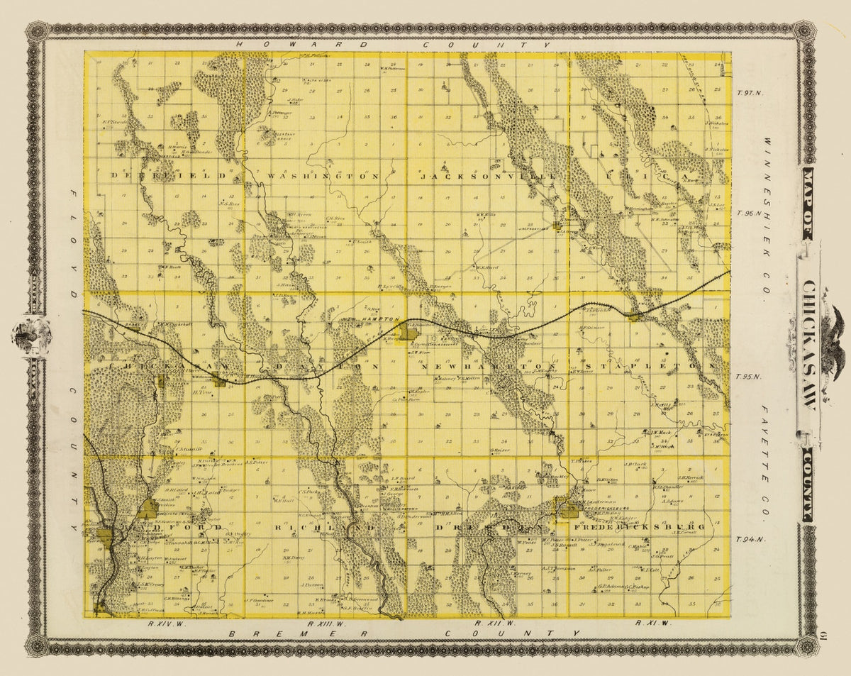 Preview of Vintage Map of Chickasaw County, Iowa 1875