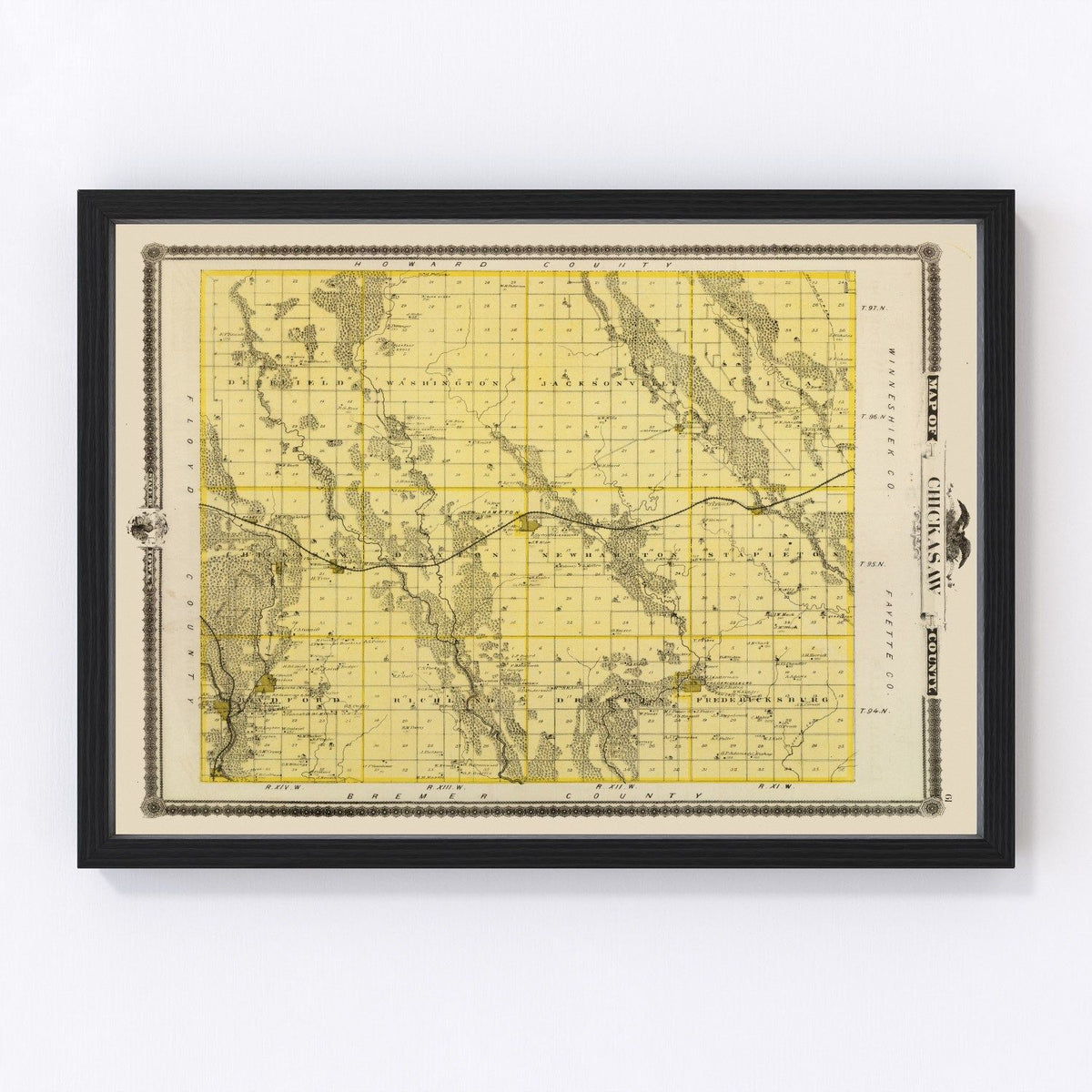 Chickasaw County Vintage Map 1875