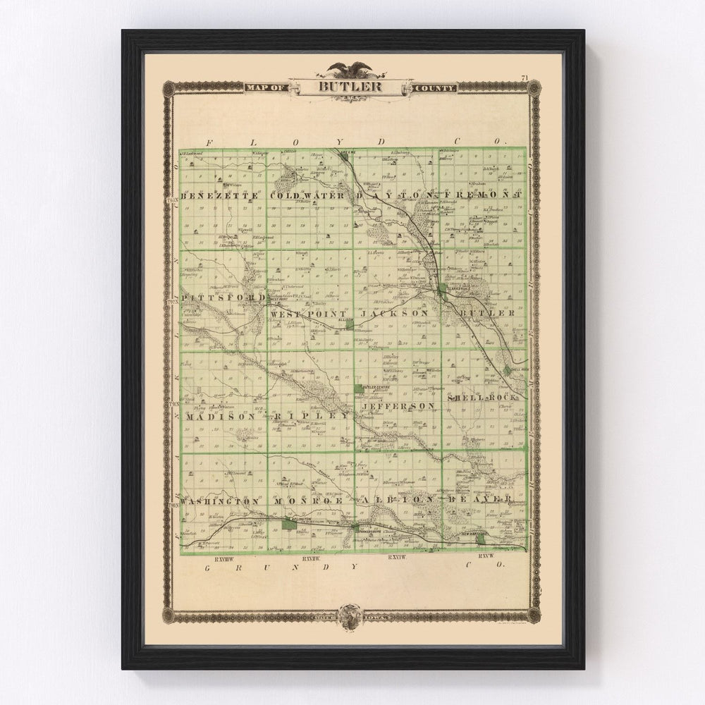 Butler County Vintage Map 1875