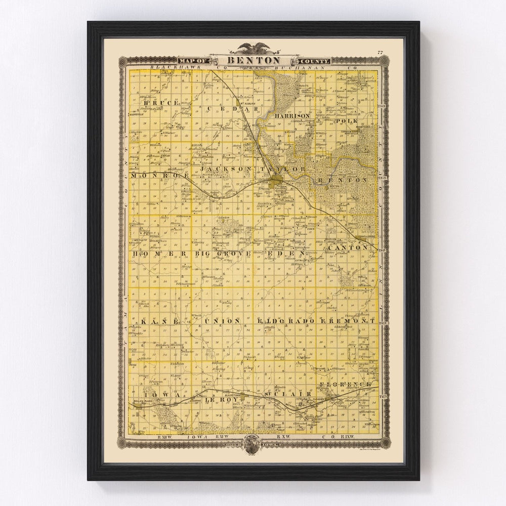 Benton County Vintage Map 1875
