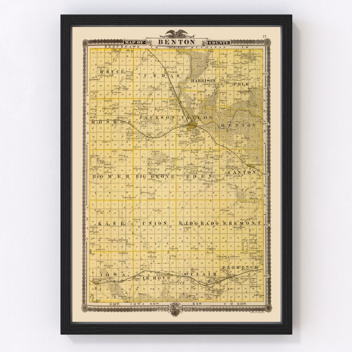 Benton County Vintage Map 1875