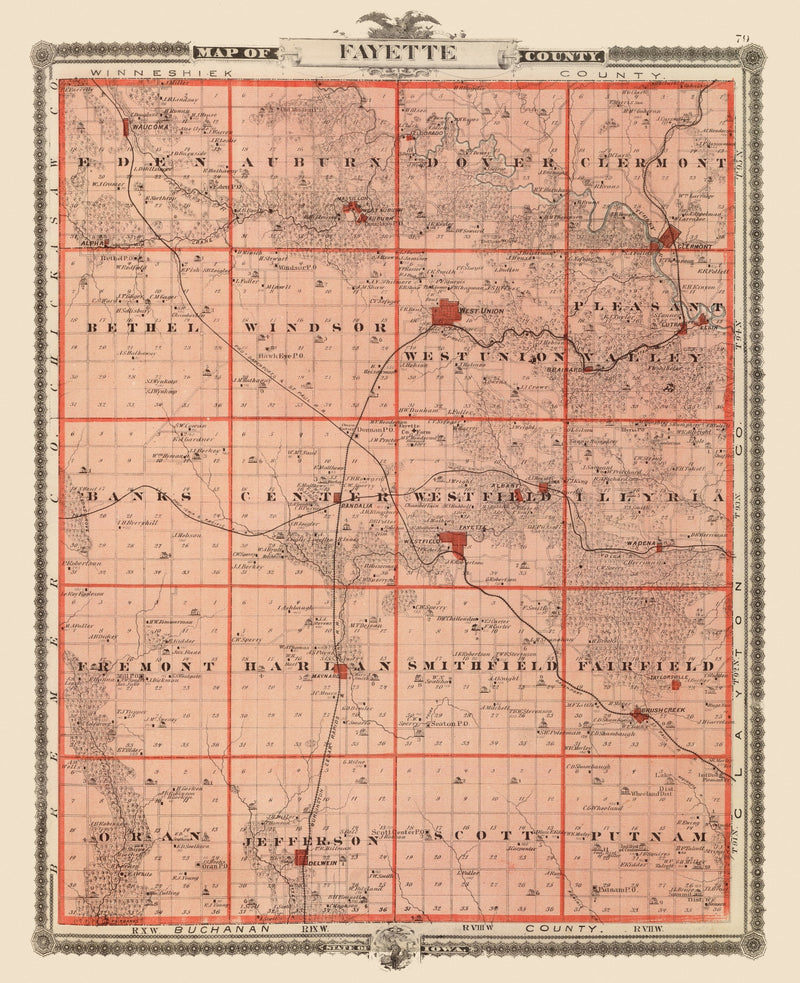 Size comparison using Vintage Map of Fayette County, Iowa 1875