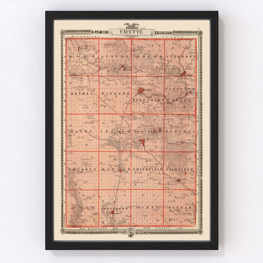 Fayette County Vintage Map 1875