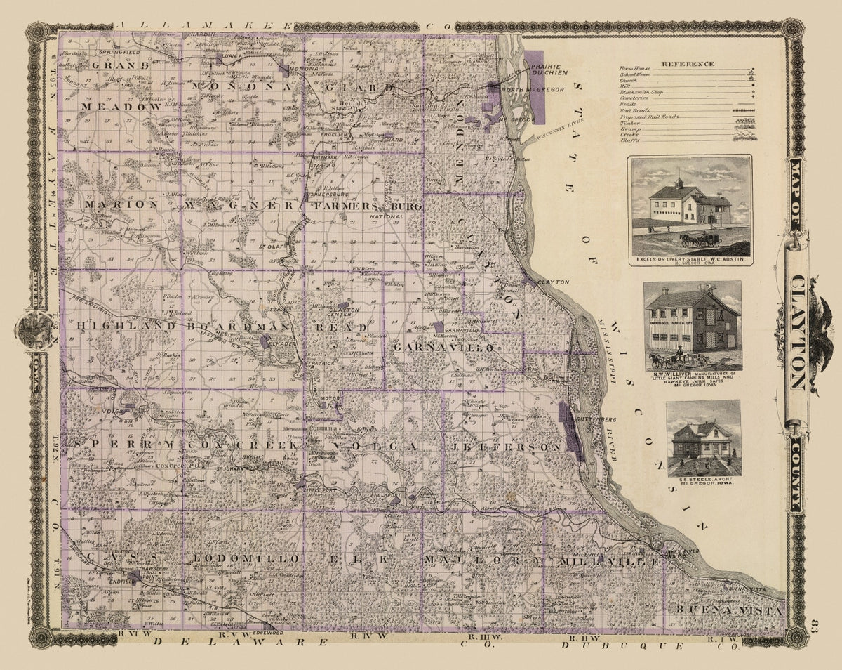 Preview of Vintage Map of Clayton County, Iowa 1875