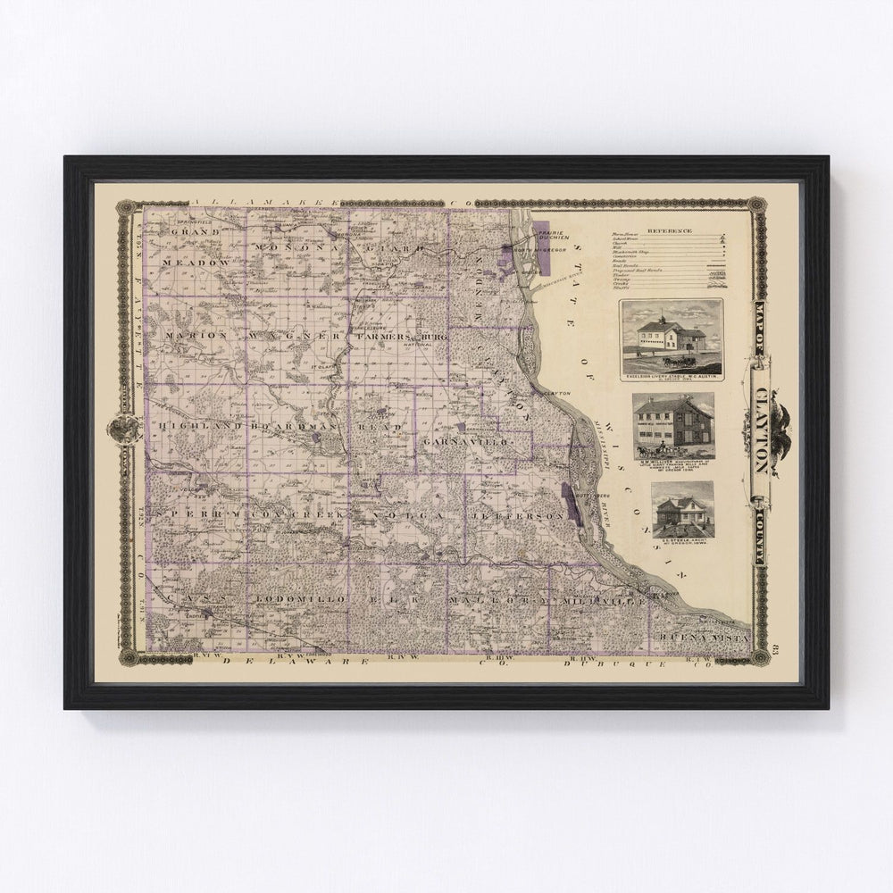 Clayton County Vintage Map 1875