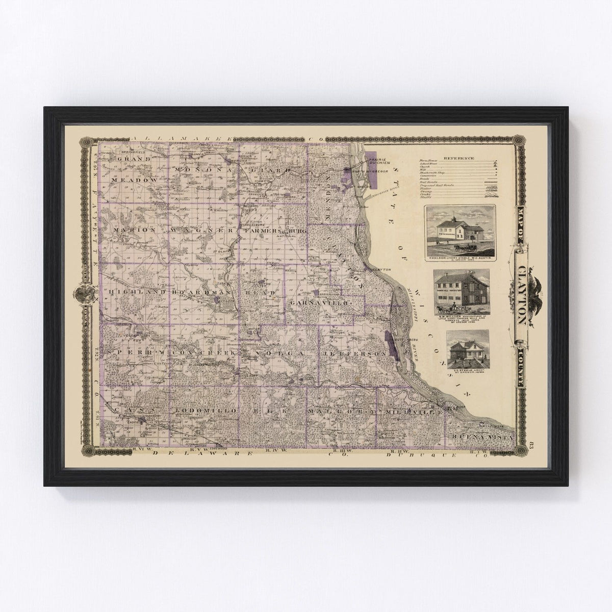 Clayton County Vintage Map 1875