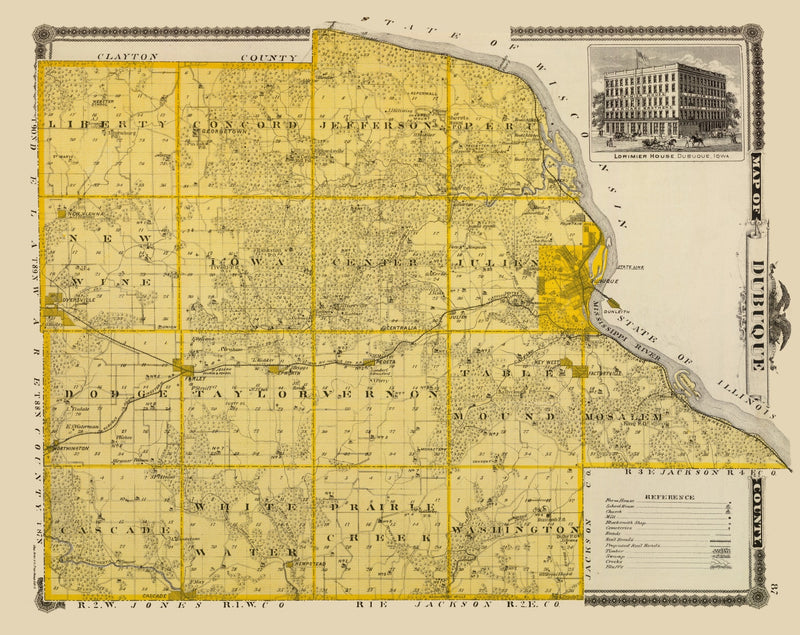 Size comparison using Vintage Map of Dubuque County, Iowa 1875