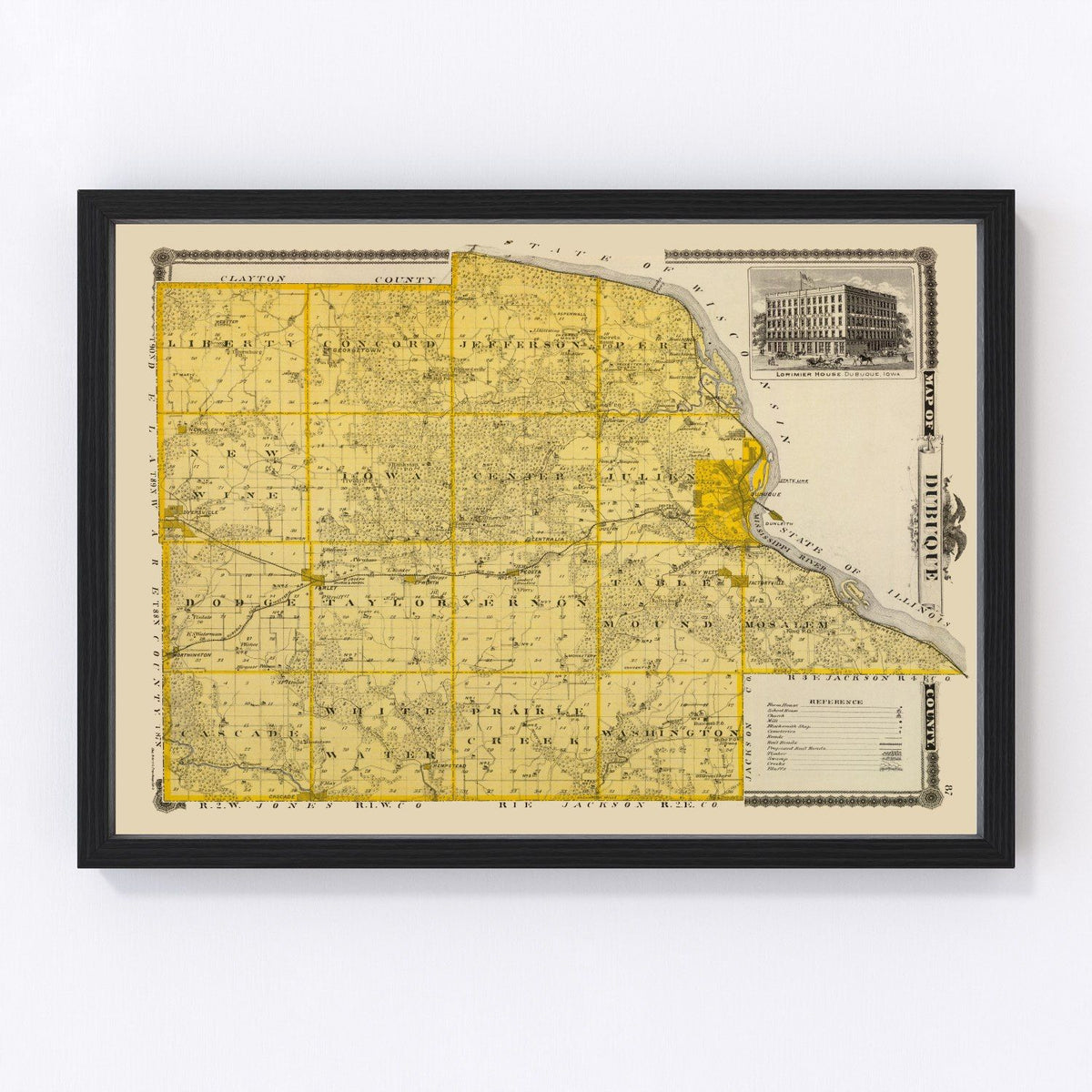 Dubuque County Vintage Map 1875