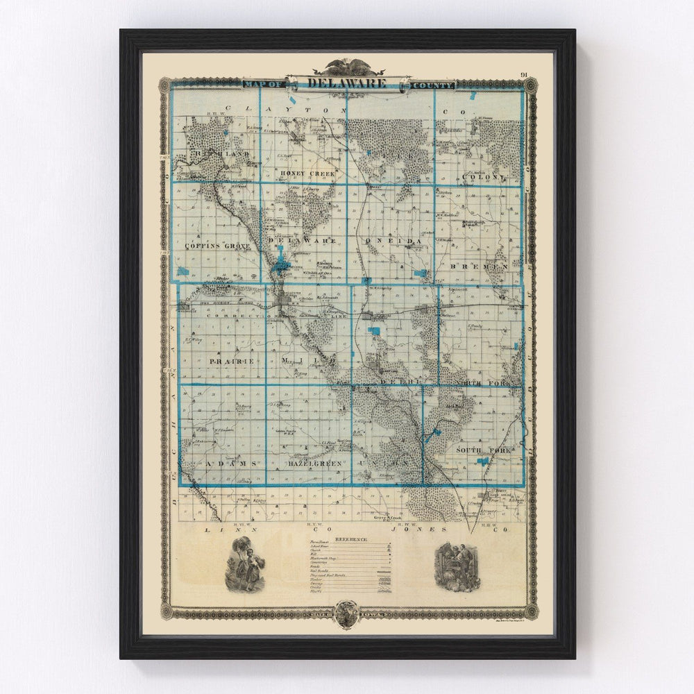 Delaware County Vintage Map 1875