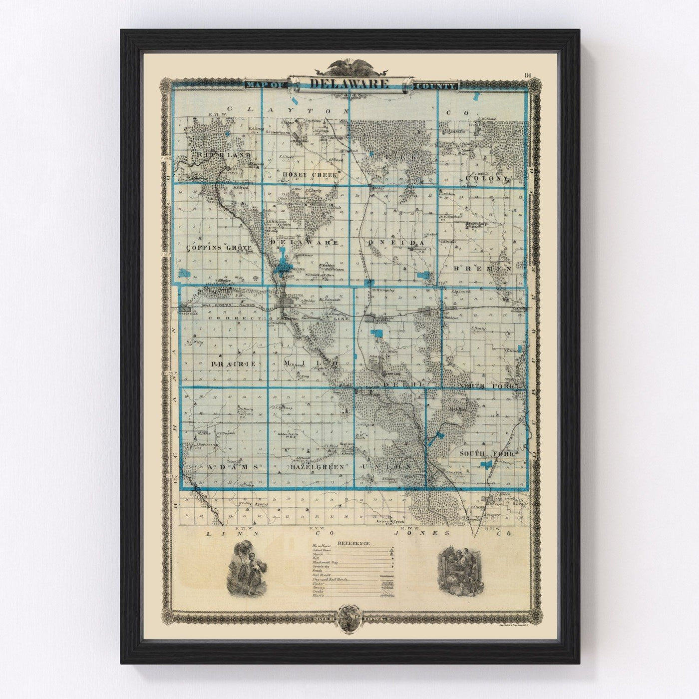 Delaware County Vintage Map 1875