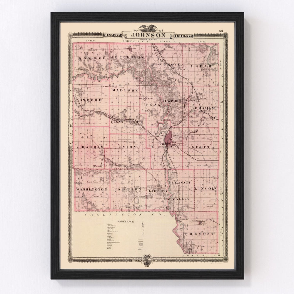 Johnson County Vintage Map 1875