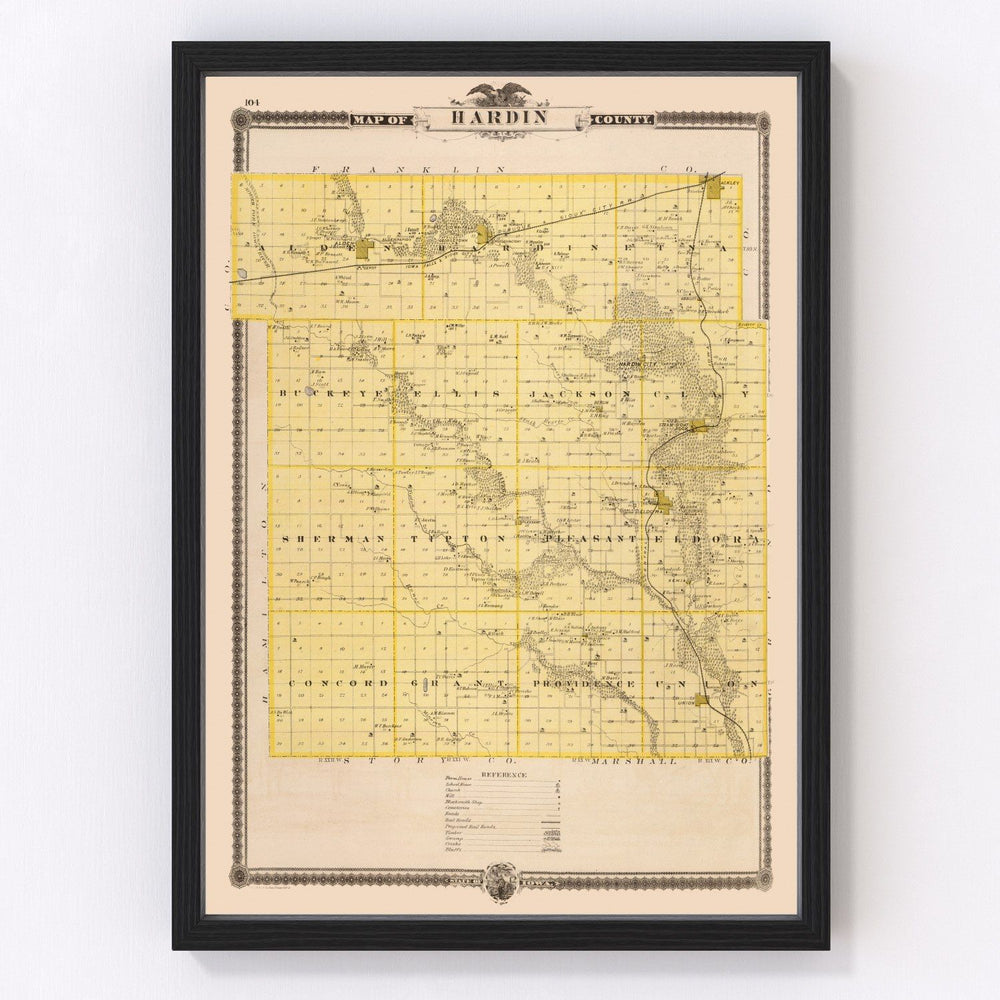 Hardin County Vintage Map 1875
