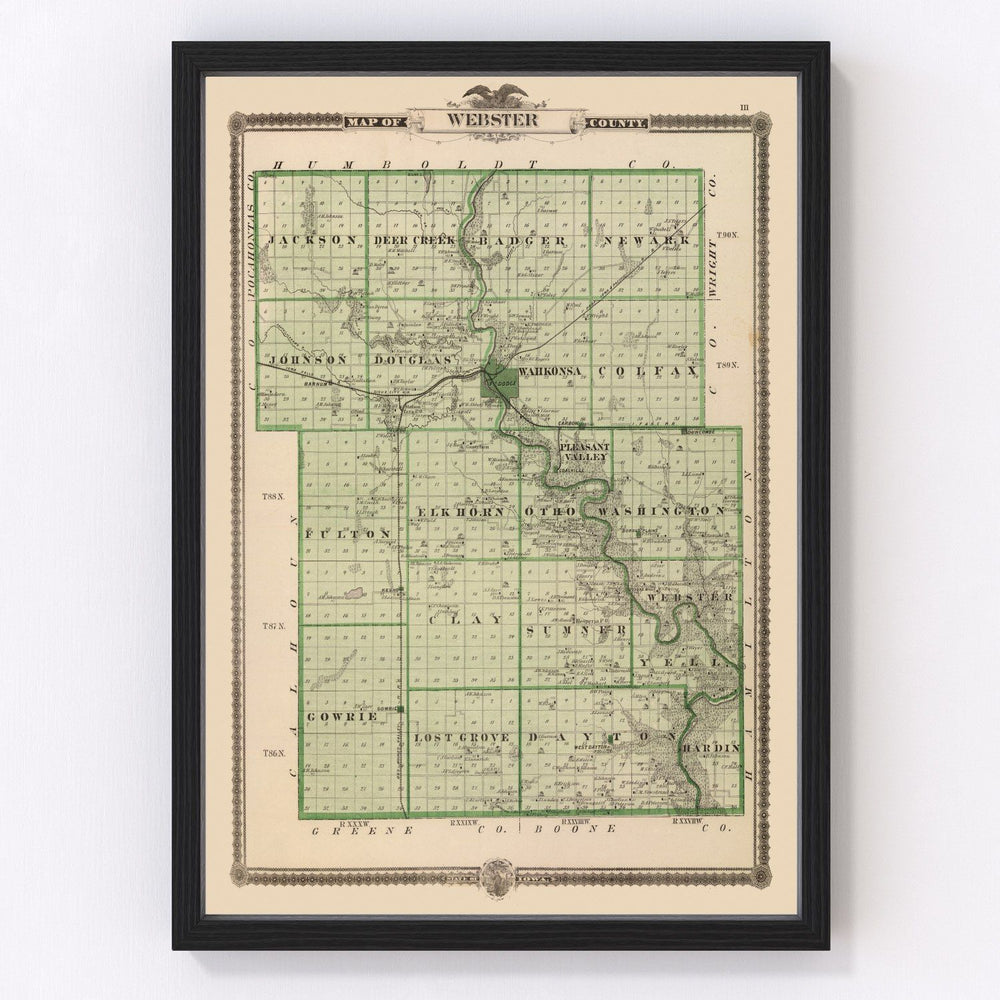 Webster County Vintage Map 1875