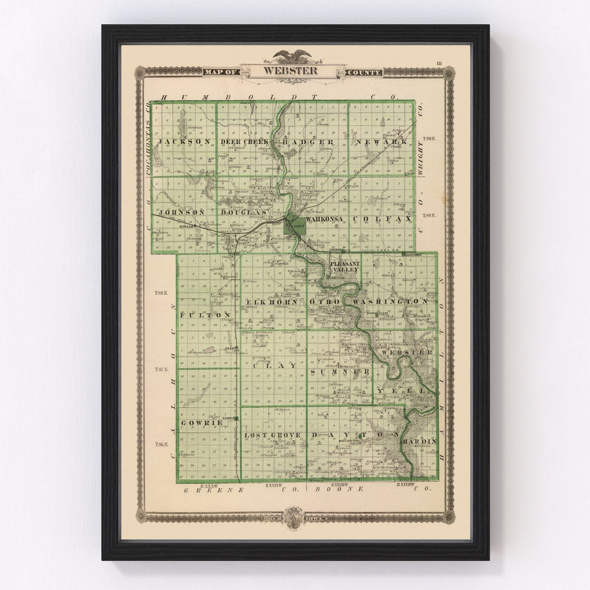 Webster County Vintage Map 1875