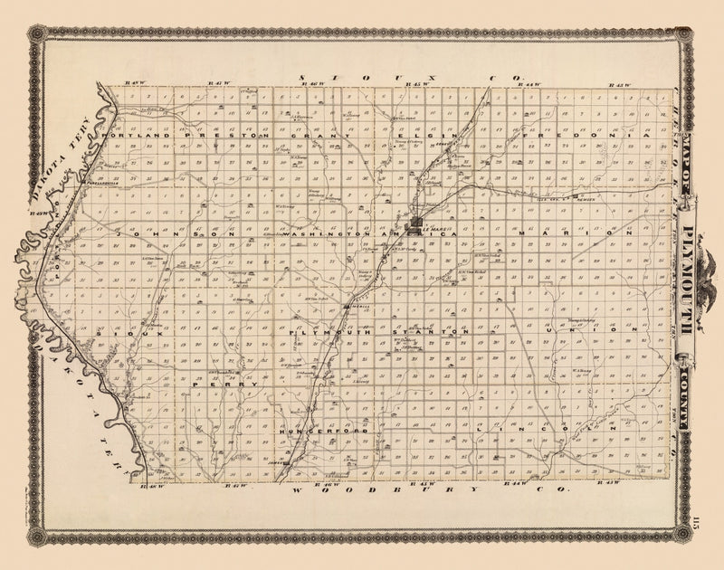Size comparison using Vintage Map of Plymouth County, Iowa 1875
