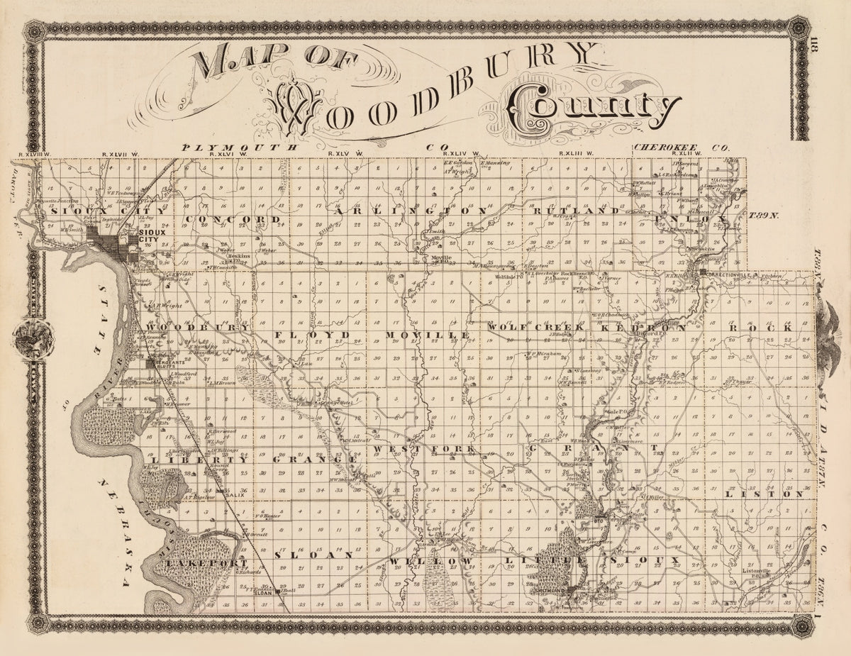 Preview of Vintage Map of Woodbury County, Iowa 1875