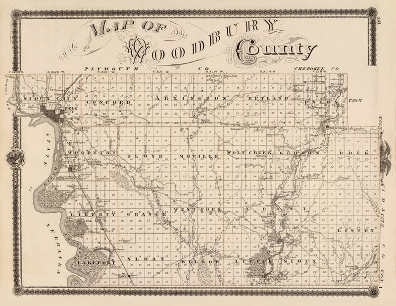 Size comparison using Vintage Map of Woodbury County, Iowa 1875