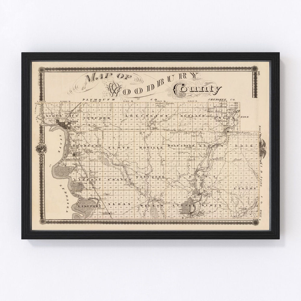 Woodbury County Vintage Map 1875