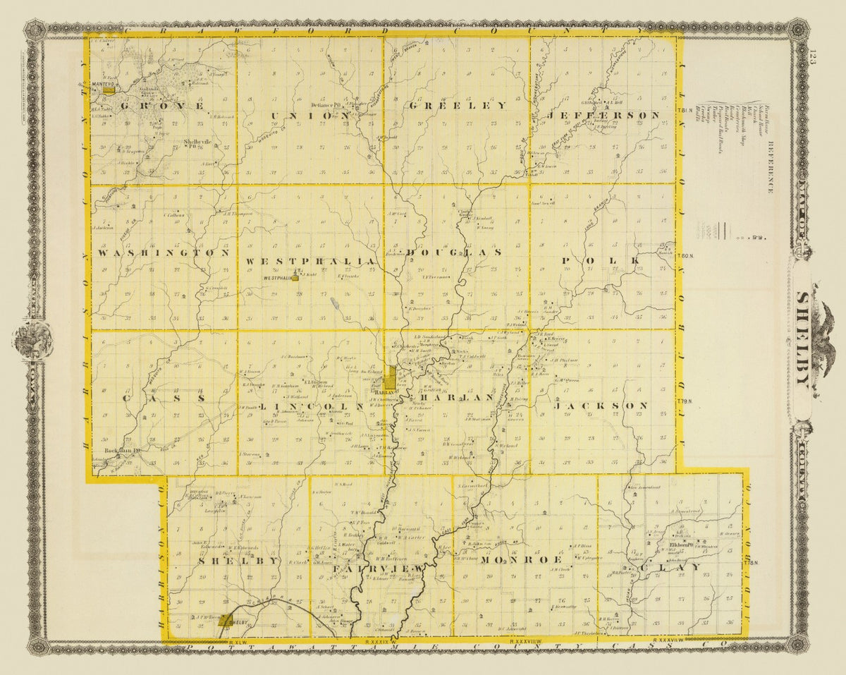 Preview of Vintage Map of Shelby County, Iowa 1875