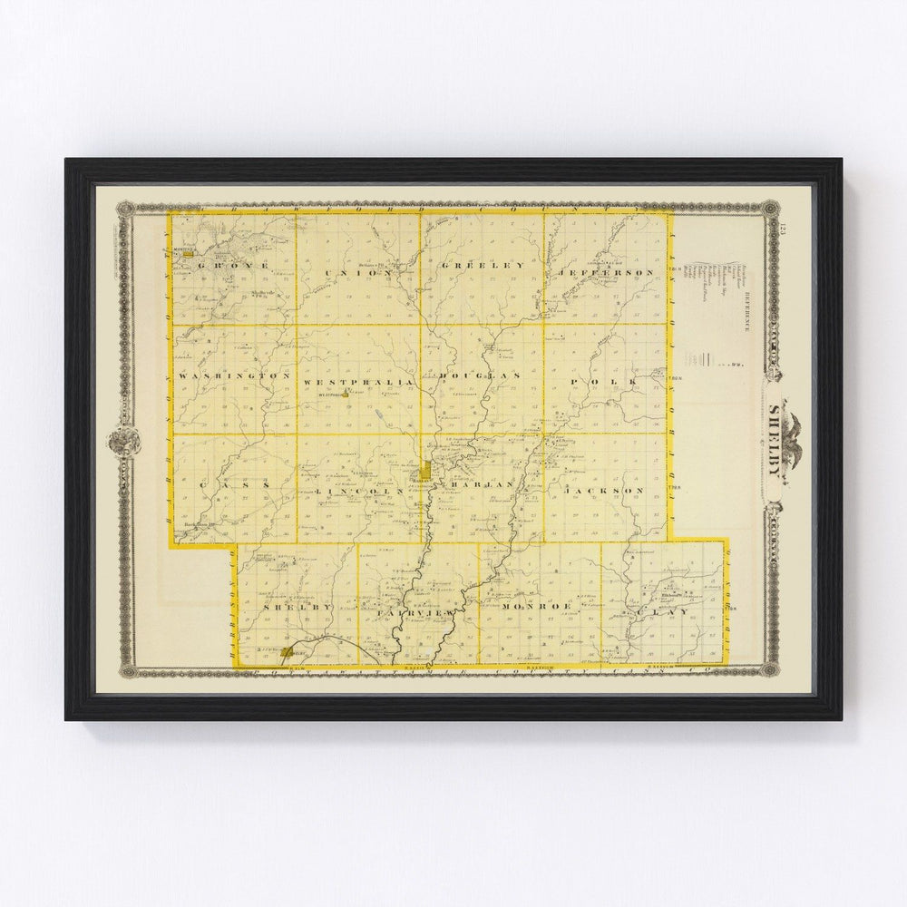 Shelby County Vintage Map 1875