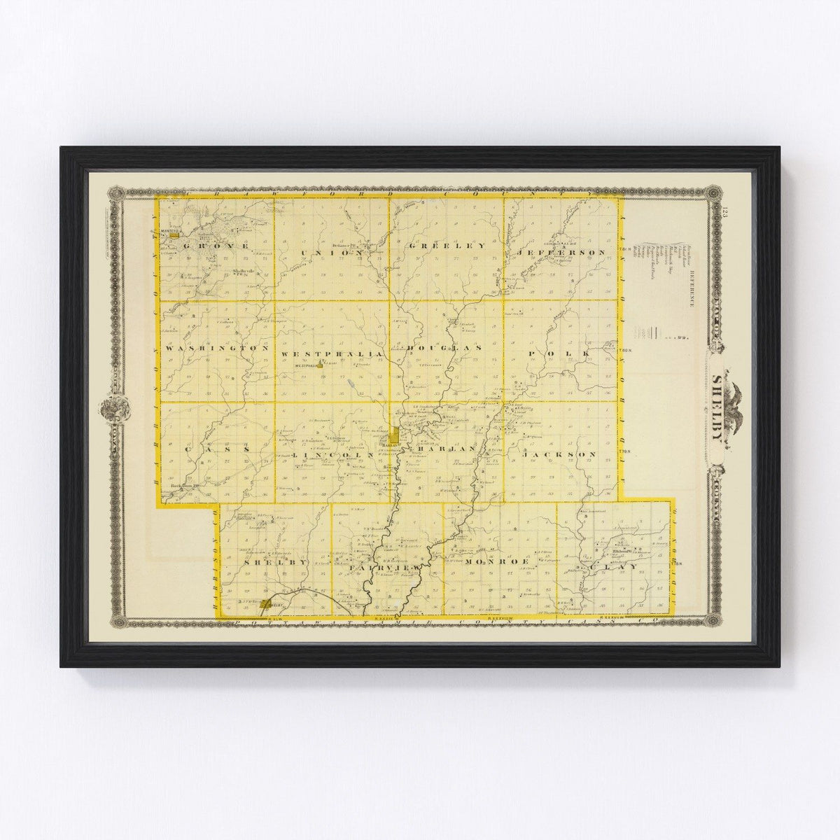 Shelby County Vintage Map 1875