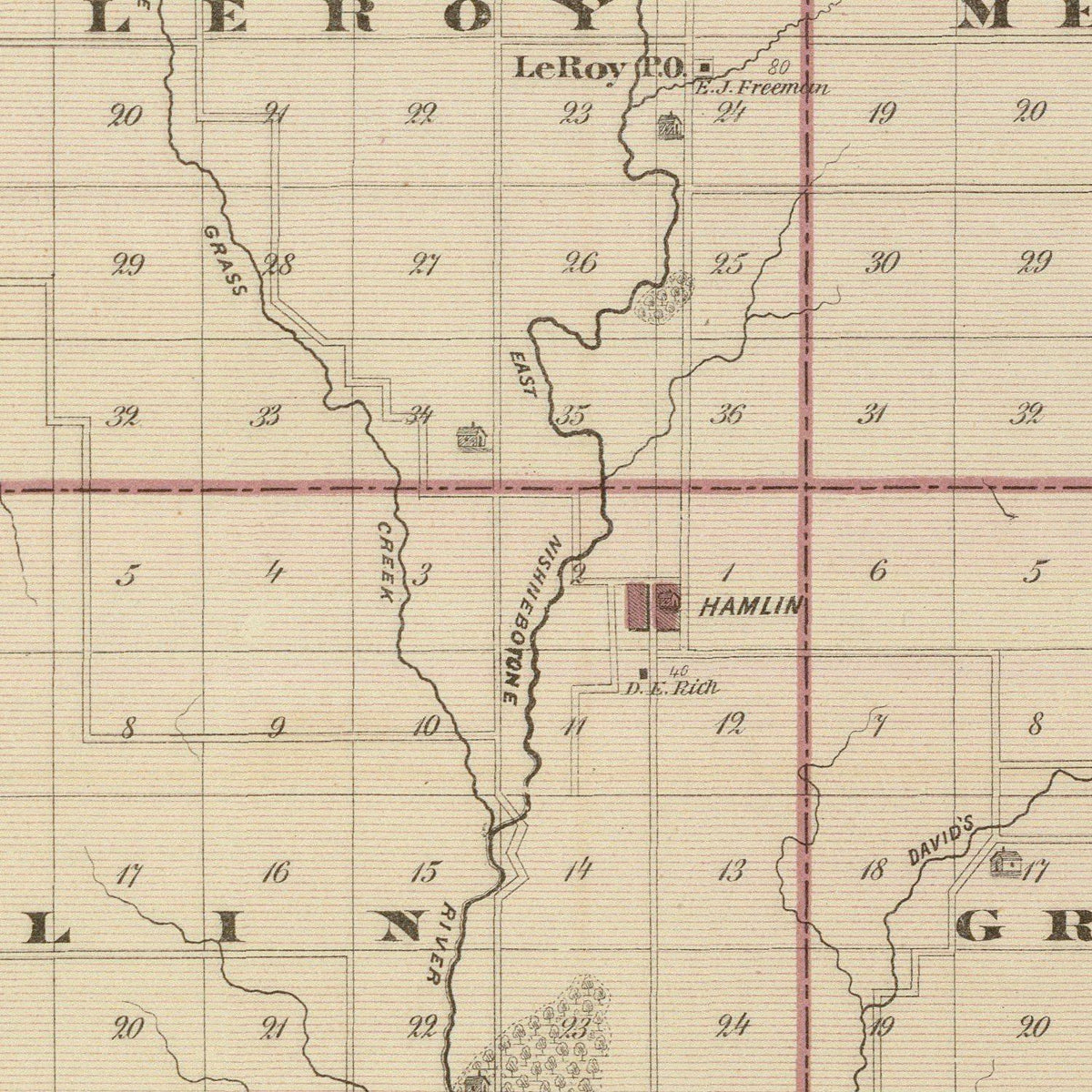 Restored historic details from the 1875 county map of Audubon County, Iowa