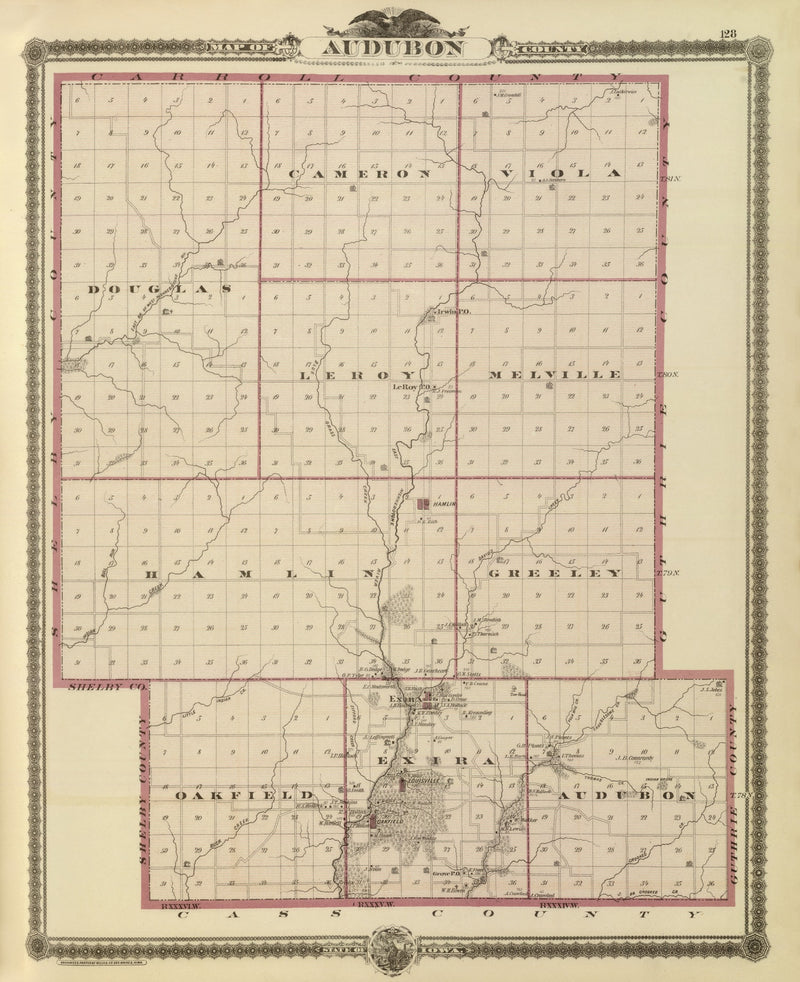 Size comparison using Vintage Map of Audubon County, Iowa 1875
