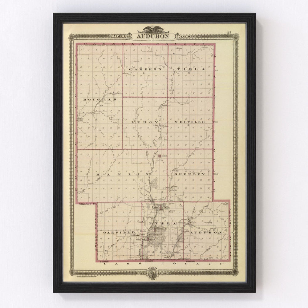 Audubon County Vintage Map 1875