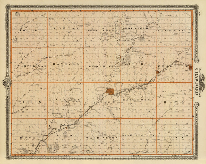 Size comparison using Vintage Map of Crawford County, Iowa 1875