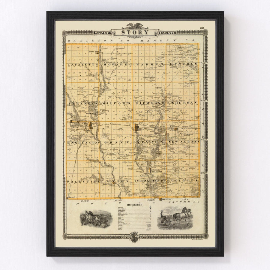 Story County Vintage Map 1875