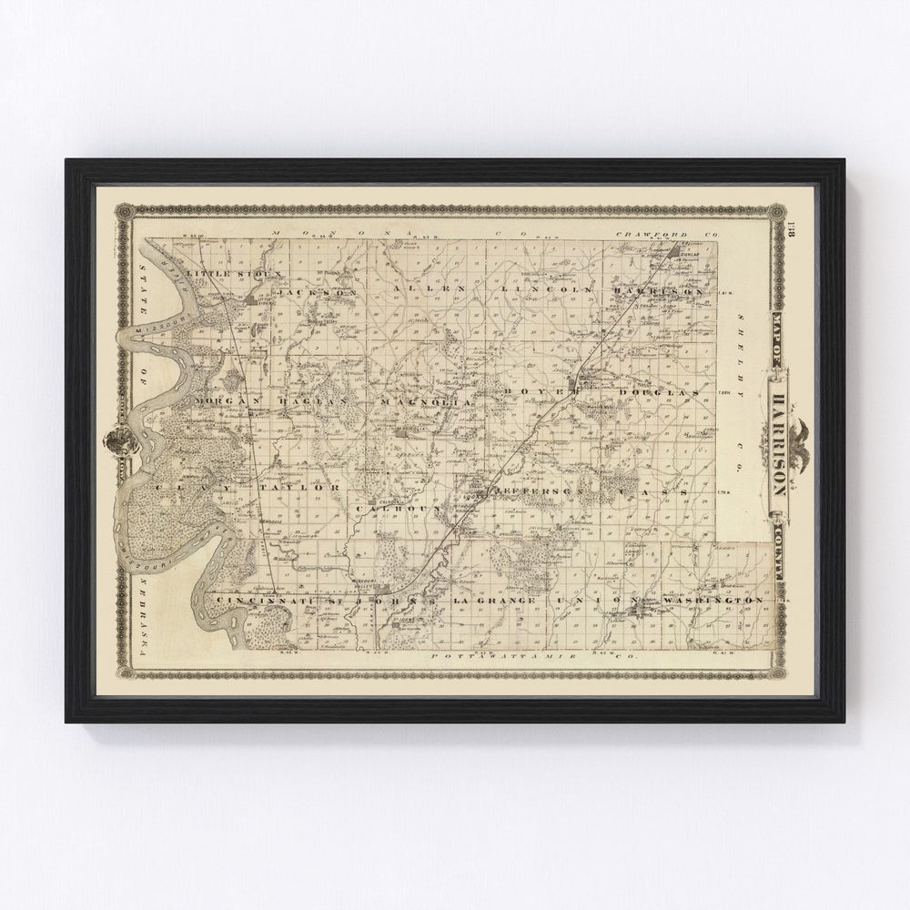 Harrison County Vintage Map 1875
