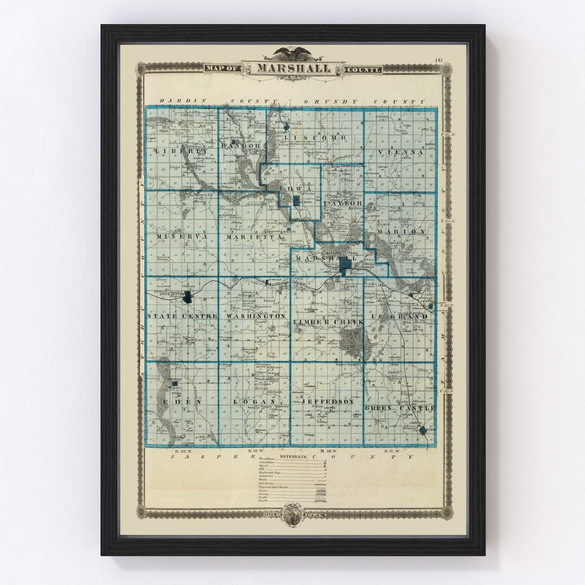 Marshall County Vintage Map 1875