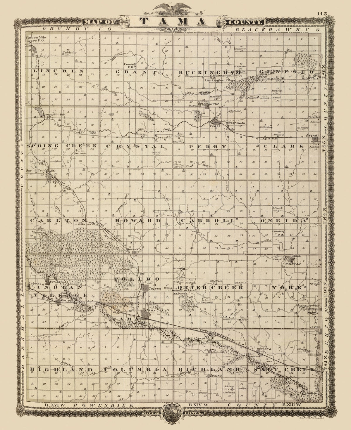Preview of Vintage Map of Tama County, Iowa 1875