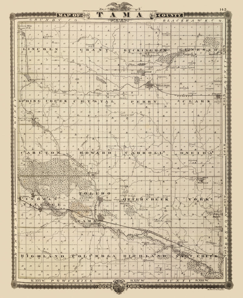 Size comparison using Vintage Map of Tama County, Iowa 1875