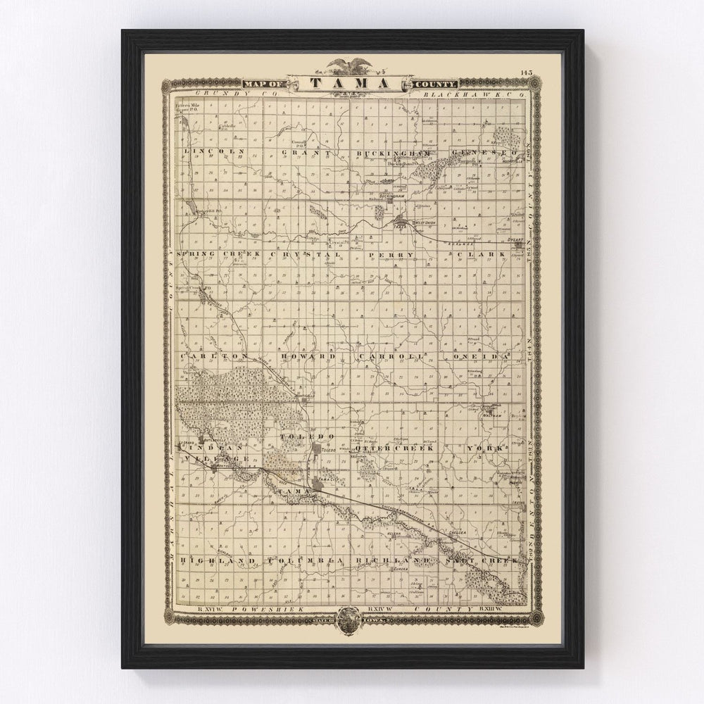 Tama County Vintage Map 1875