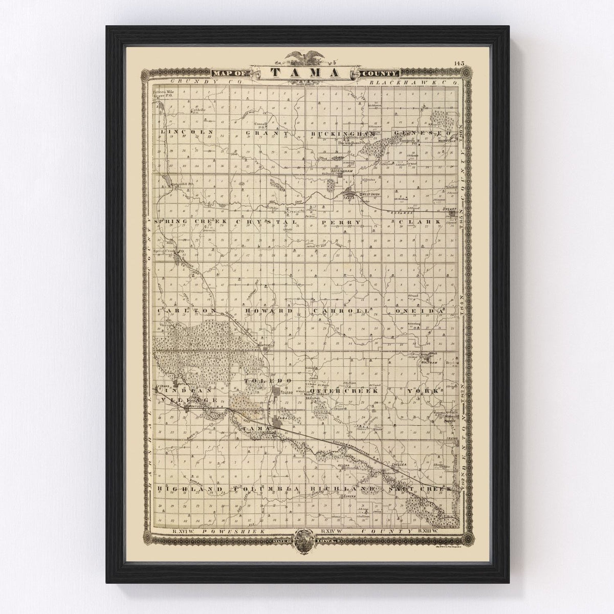 Tama County Vintage Map 1875