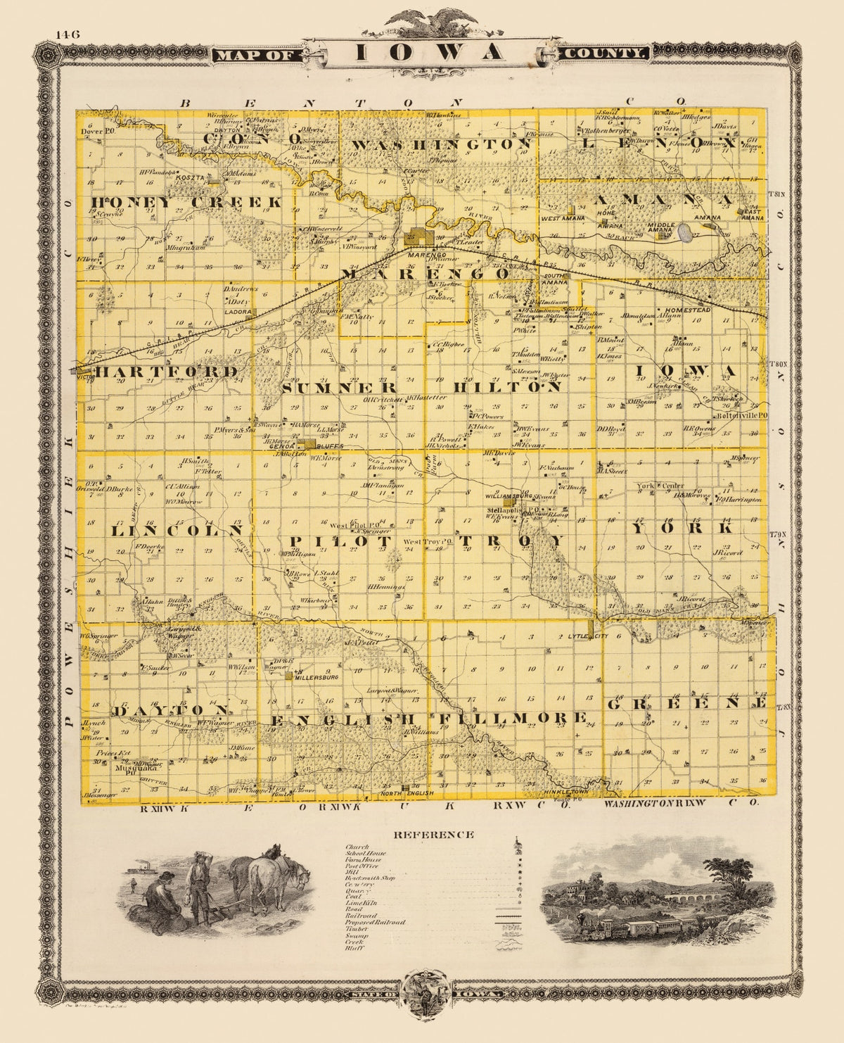 Preview of Vintage Map of Iowa County, Iowa 1875