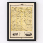Iowa County Vintage Map 1875