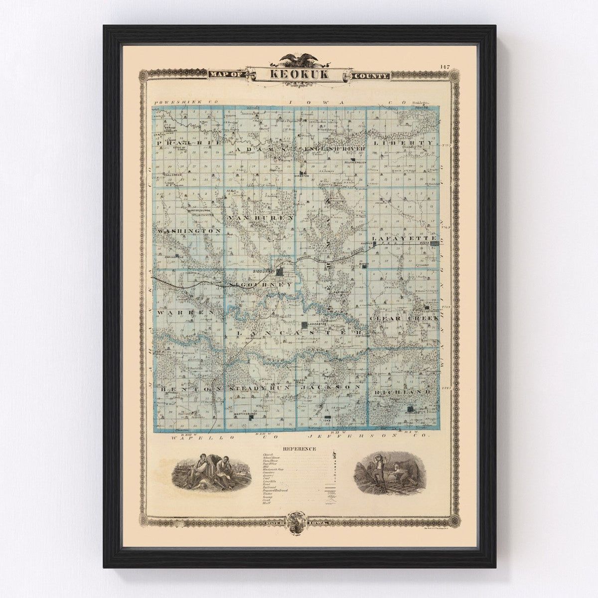 Keokuk County Vintage Map 1875