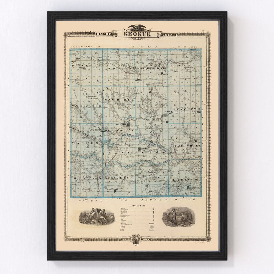 Keokuk County Vintage Map 1875