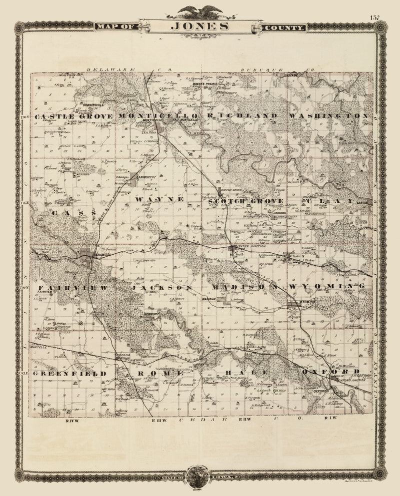 Size comparison using Vintage Map of Jones County, Iowa 1875