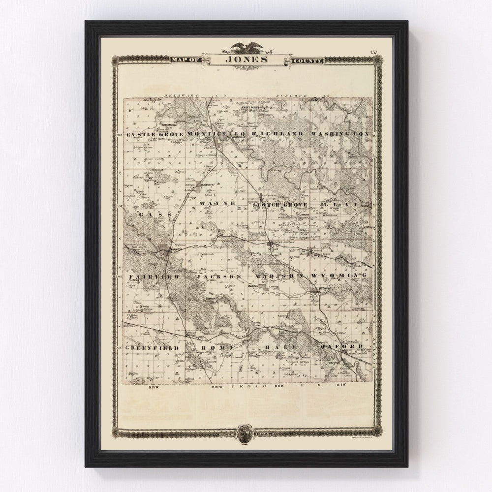 Jones County Vintage Map 1875