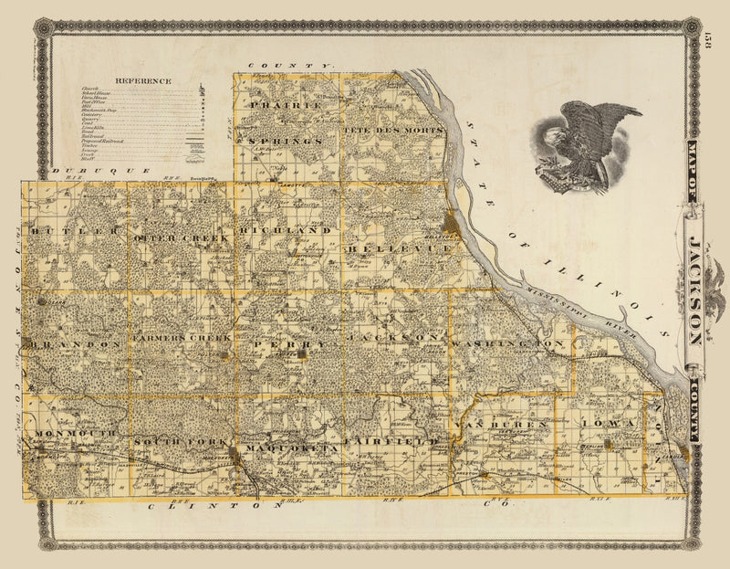 Size comparison using Vintage Map of Jackson County, Iowa 1875