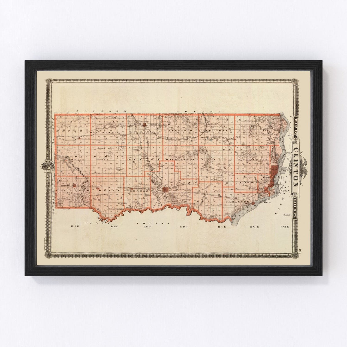 Clinton County Vintage Map 1875