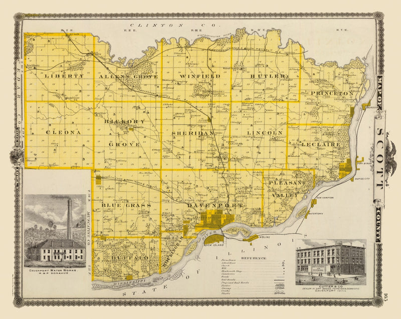 Size comparison using Vintage Map of Scott County, Iowa 1875