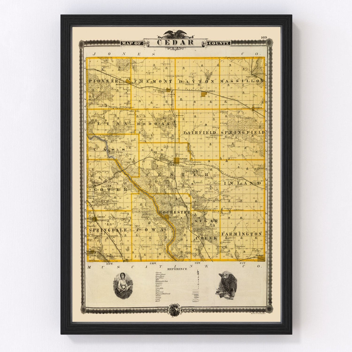 Cedar County Vintage Map 1875