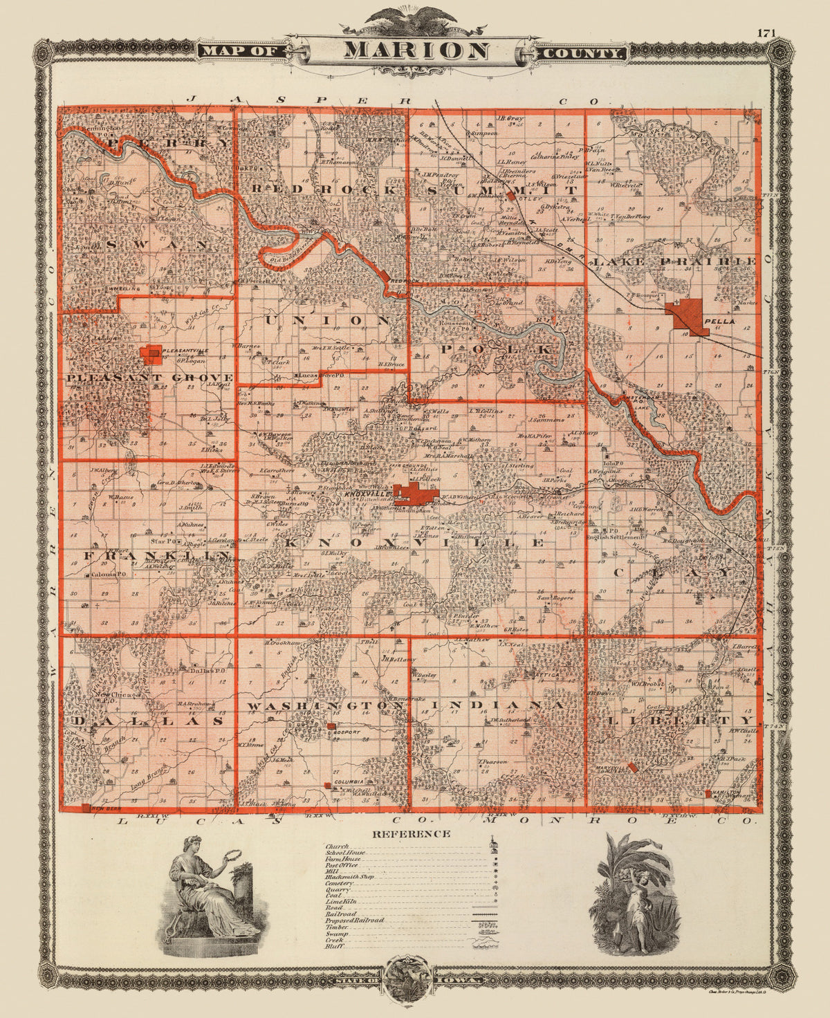 Preview of Vintage Map of Marion County, Iowa 1875