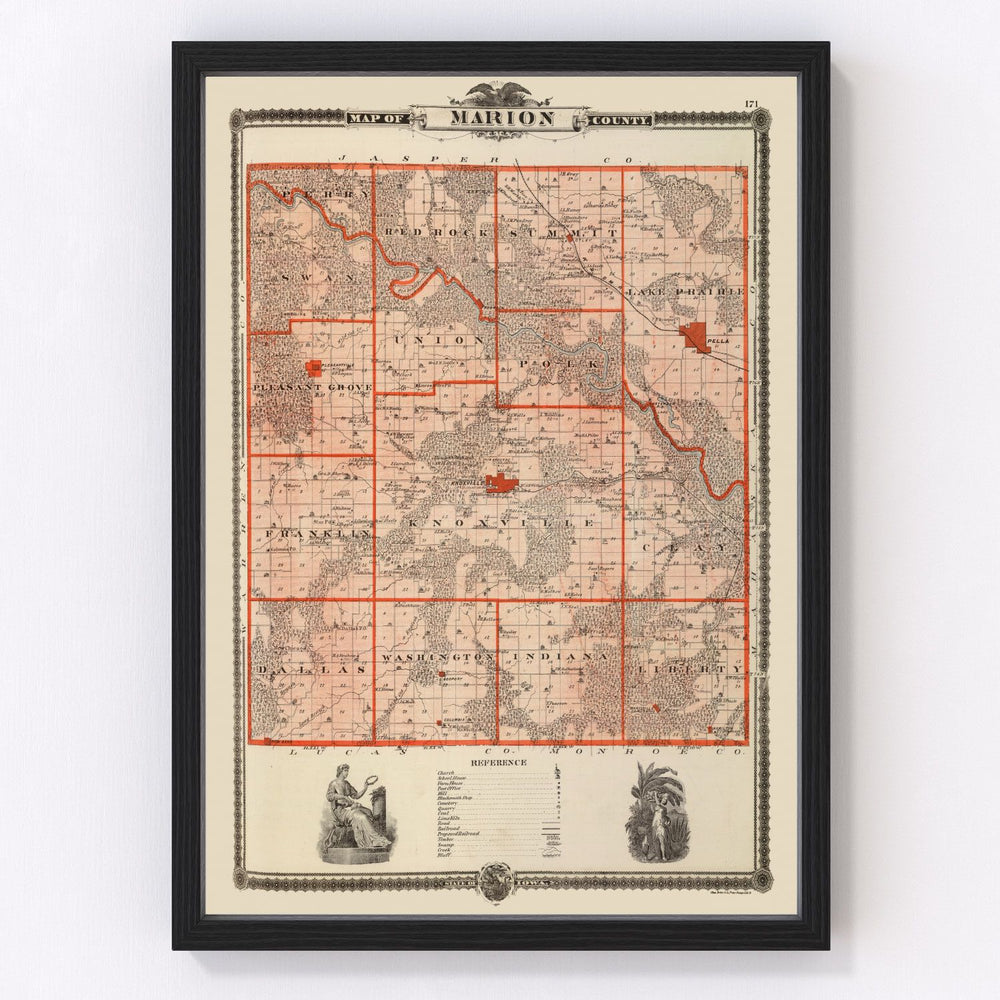 Marion County Vintage Map 1875