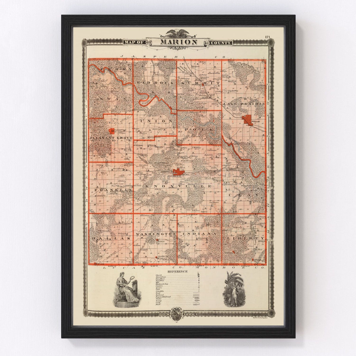 Marion County Vintage Map 1875