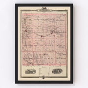 Poweshiek County Vintage Map 1875